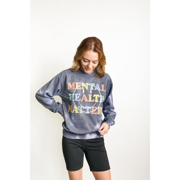 Smiley Womens Gray Desert Dreamer Mental Health Matters Tie Dye Sweatshirt Sz M - Picture 10 of 11